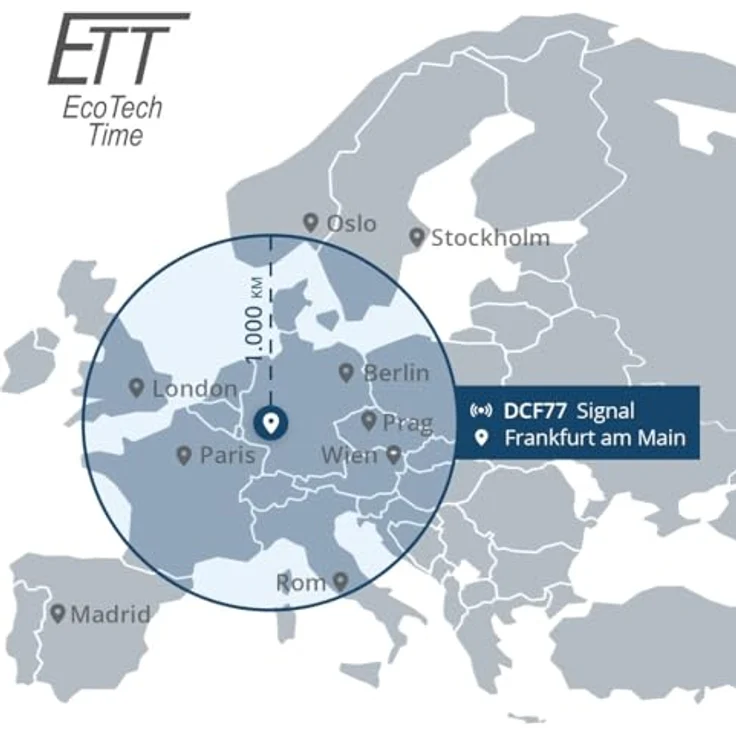ETT Eco Tech Time EGT-11708-52M, Herren Solar Funkuhr mit Titan Armband, dunkelgraues Zifferblatt und goldenen Akzenten, wasserdicht bis 5 Bar – Bild 4