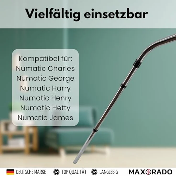 Maxorado Staubsaugerrohr für Numatic, 32mm Ersatzteil mit 2 Verlängerungsstangen und gebogener Endstange, kompatibel mit HVR200, NVH180, NRV200, NRV200-22 – Bild 3