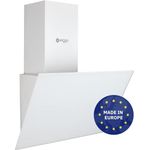 Wiggo Dunstabzugshaube 60cm kopffrei I Abluft Umluft Dunstabzug 300m³/h - LED Touch-Display 3 Stufen I Schräghaube inkl. Fettfilter & 2 x Kohlefilter I Abzugshaube mit Glasfront weiß