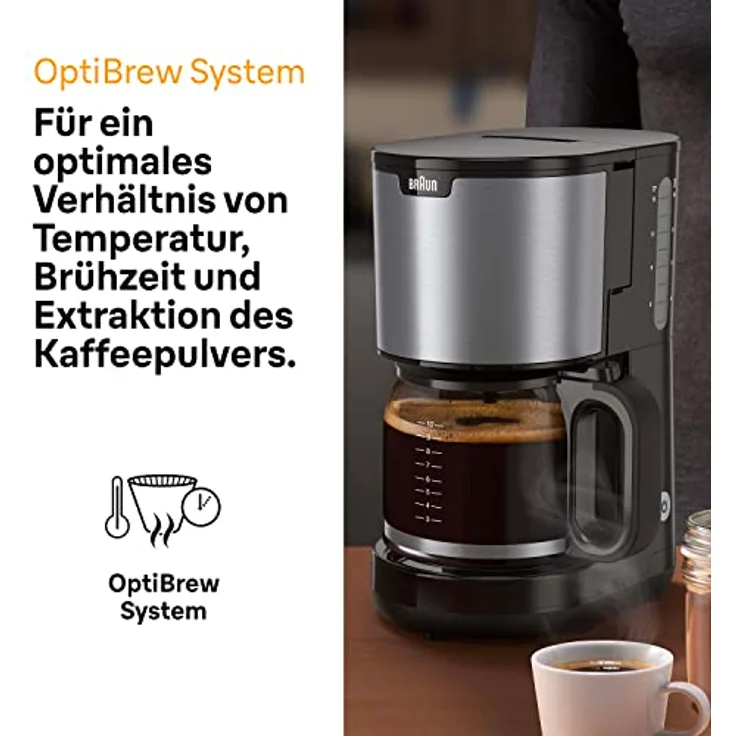 Braun PurShine 1 KF 1500 BK Filterkaffeemaschine, 10 Tassen, schwarz – Bild 3