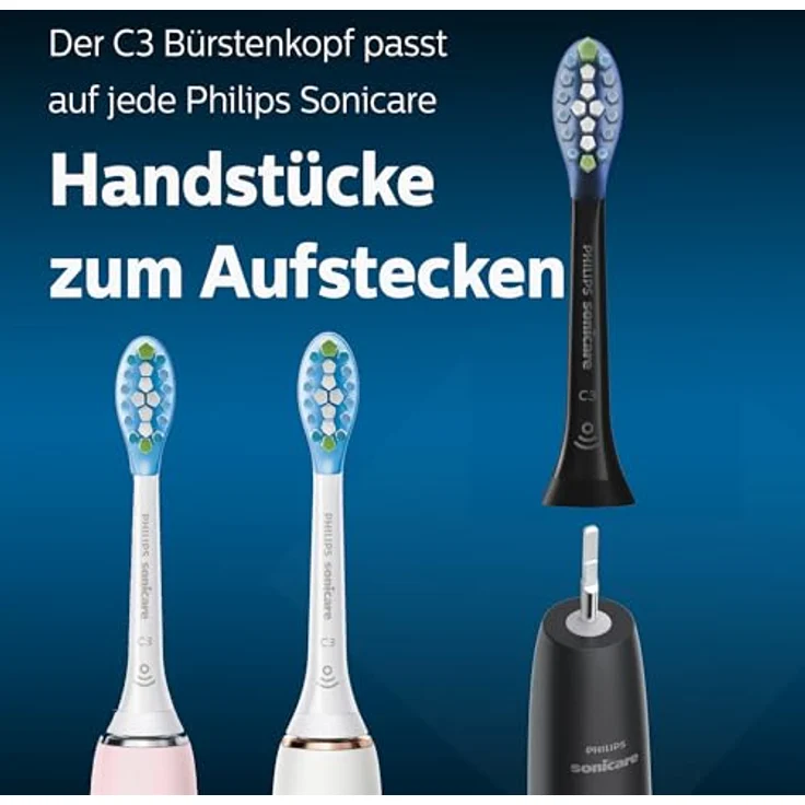 Philips Sonicare HX9042/33 Aufsteckbürste Premium Plaque Defence, 10x mehr Plaqueentfernung, RFID-Chip, 2er-Pack, Schwarz-Blau – Bild 6