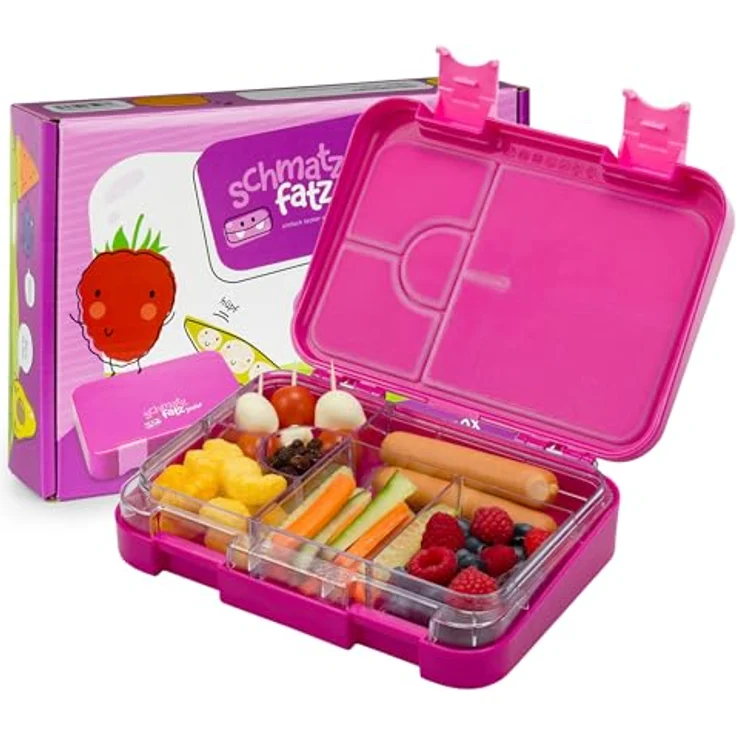 schmatzfatz Junior Brotdose mit Fächern, BPA-frei, auslaufsichere Lunchbox in Lila für Schule & Kindergarten – Bild 1