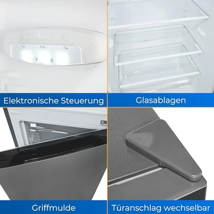 Exquisit Kühl-Gefrierkombination KGC231-60-E-050C inoxlook | 157 l Nutzinhalt | 4-Sterne-Gefrieren | Alarm – Bild 3
