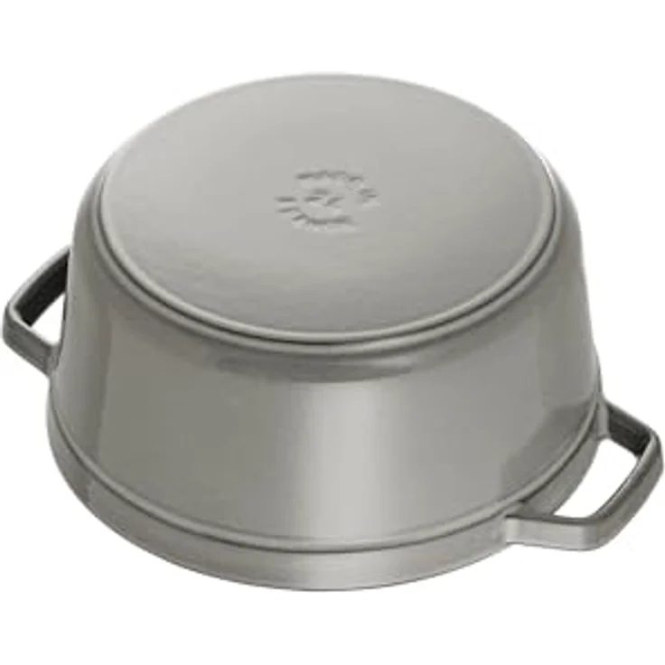 Staub 1101818 Cocotte-Bräter, rund mit Deckel 18 cm, 1,7 L, mit mattschwarzer lierung im Inneren des Topfes, graphitgrau – Bild 6