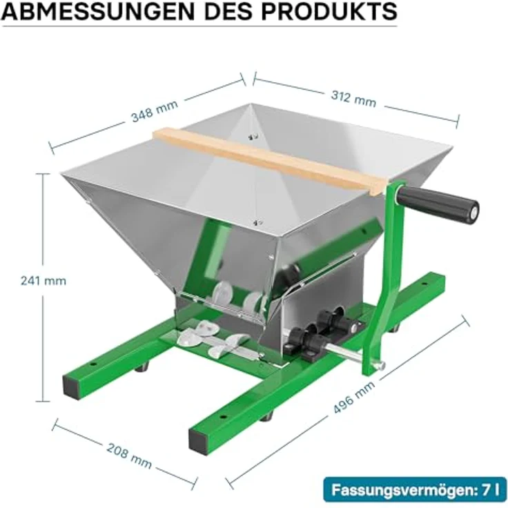 Wiltec Set 12L Obstpresse aus Buchenholz mit 7L Trichter, Presstuch und Obstmühle zur Saft- und Weinherstellung – Bild 7