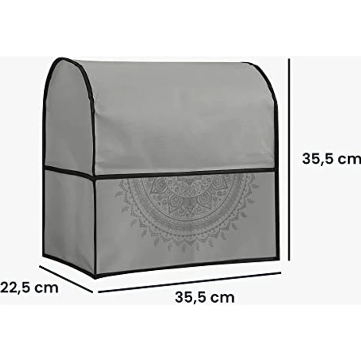 kwmobile Hülle kompatibel mit KitchenAid 4,3-4,8 liter - mit 3 Fächern - Küchenmaschine Staubschutz Abdeckhaube in Grau Indische Sonne – Bild 4