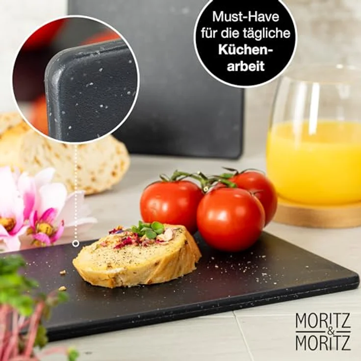 Moritz & Moritz 2tlg Schneidebrett Kunststoff Set in Granit Optik - 25 x 15 cm - Frühstücksbrettchen - Schneidebrett Set hygienisch und spülmaschinenfest – Bild 5