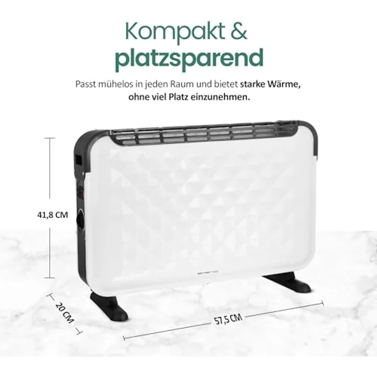 Emerio Konvektor CH-106492, 2000W Heizgerät mit 3 Heizstufen für Räume bis 25 qm, weiß – Bild 5