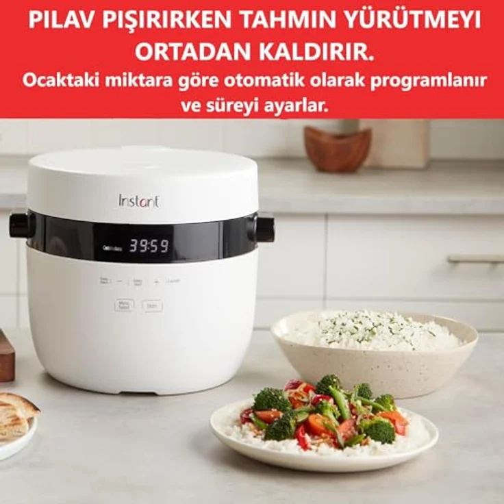 Instant Pot Instant Reiskocher und Dampfgarer - Automatischer, vielseitiger Reiskocher, Dampfgarer und Sauté-Pfanne/Bratpfanne (12 Tassen / 2,8 l) - bis zu 20 Portionen, silber – Bild 3