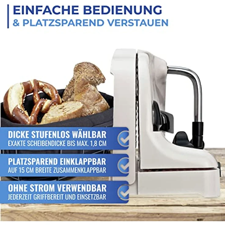 Maximex Brotschneidemaschine mit Handkurbel, silber weiß – Bild 4