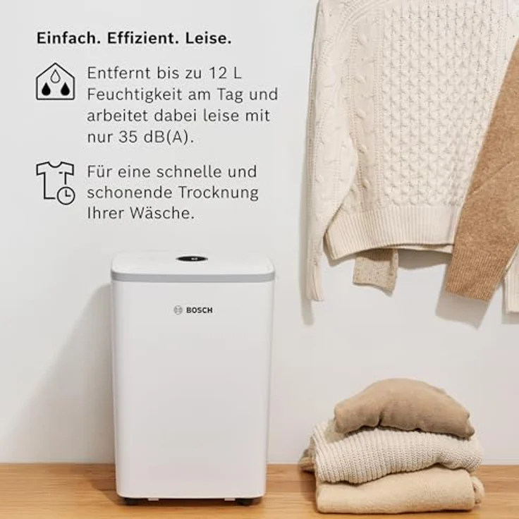 Bosch Dry 2000 - Luftentfeuchter für Zuhause, leise & effizient, 12 Liter pro Tag, weiß – Bild 3