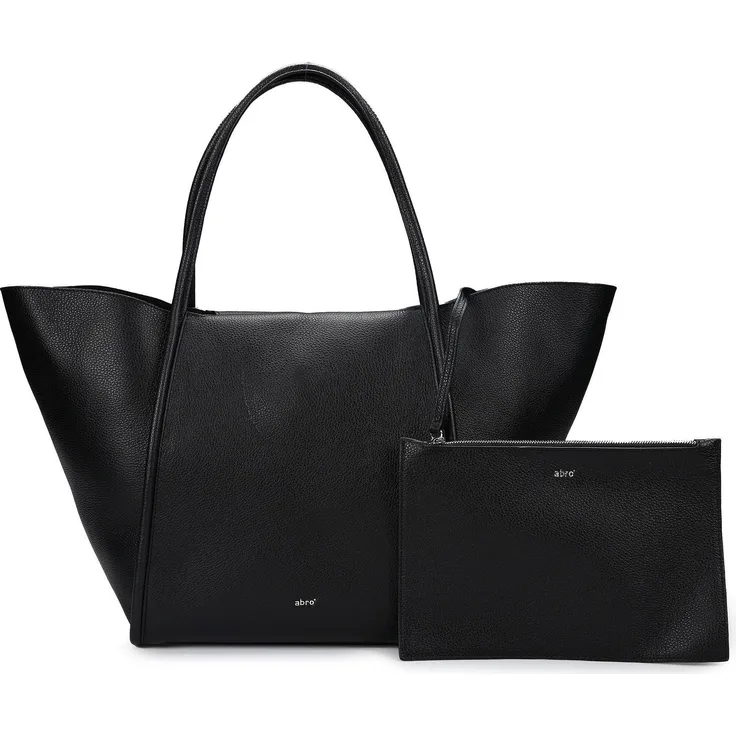 Abro Willow Shopper Tasche Leder, 61 cm, mit Magnetverschluss und abnehmbarer Innentasche, Schwarz