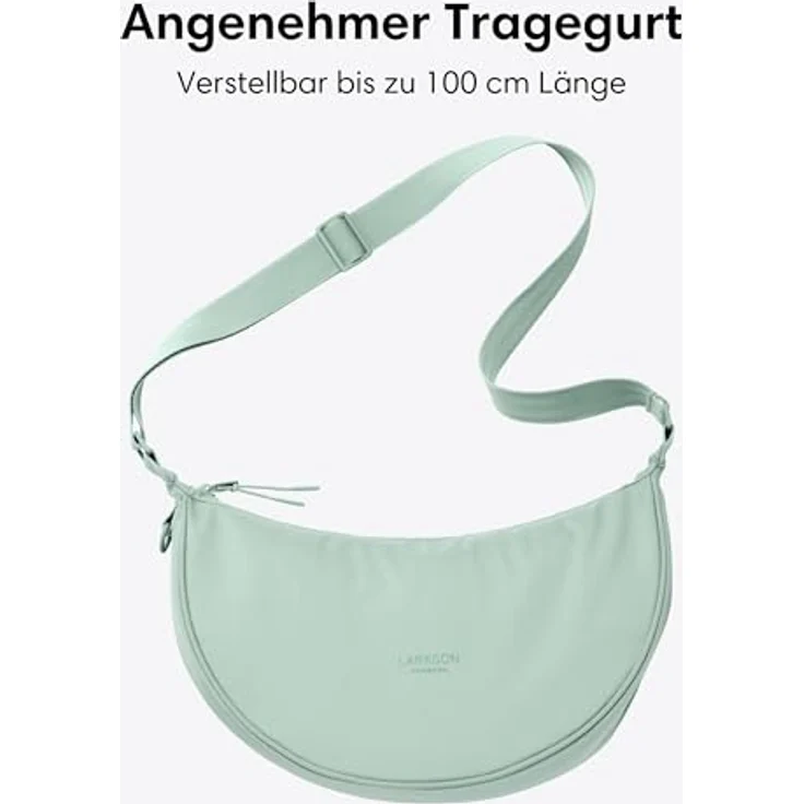 LARKSON Solveig Medium Crossbody Bag, halbrunde Umhängetasche im Halbmond Design, wasserabweisend, Mint – Bild 4