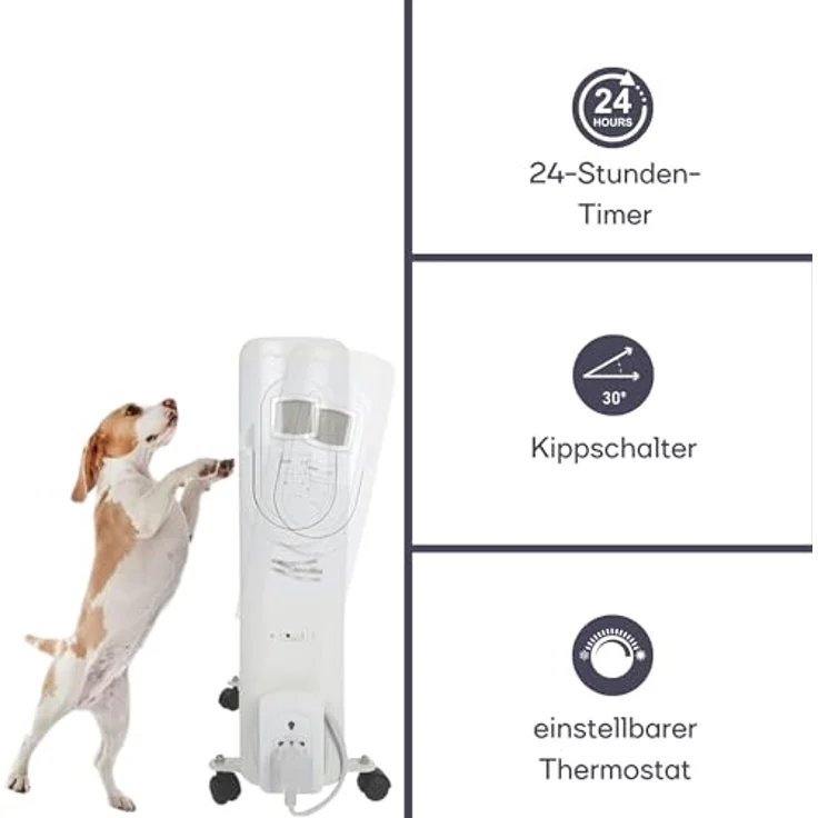 Perel Öladiator Heizkörper mit Thermostat & Zeitschaltuhr, mobile Elektrozusatzheizung, Radiator – Bild 5
