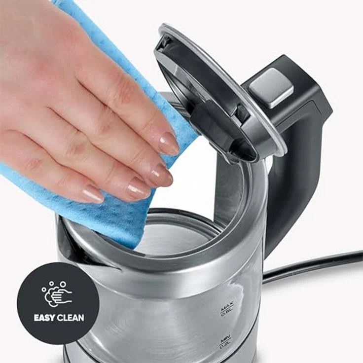 Severin WK 3458 Mini-Wasserkocher, 1100W, 0,5L, Temperatureinstellung, Wasserstandsanzeige, silber – Bild 5