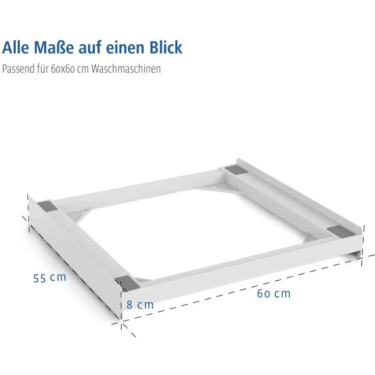 Xavax Zwischenbaurahmen universal (Verbindungsrahmen für Waschmaschine und Trockner, Zwischenbausatz inkl. Zurrgurt) weiß – Bild 2