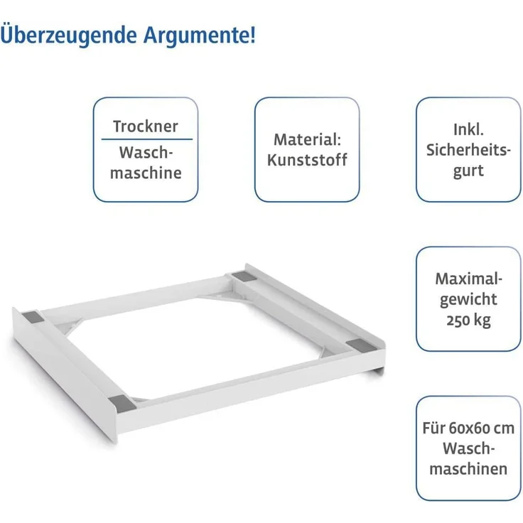 Xavax Zwischenbaurahmen universal (Verbindungsrahmen für Waschmaschine und Trockner, Zwischenbausatz inkl. Zurrgurt) weiß – Bild 4