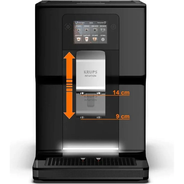Krups Kaffeevollautomat EA872B Intuition Preference, Großer 3,5''-Farb-Touchscreen, Intuitive farbige Lichtanzeigen, 11 personalisierbare Getränke, grafit, schwarz, mit Milchsystem – Bild 3