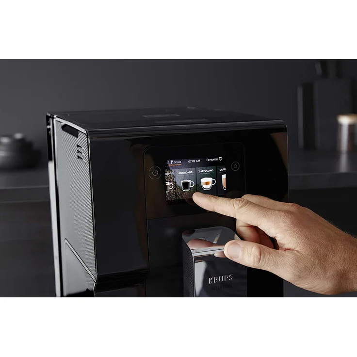 Krups Kaffeevollautomat EA872B Intuition Preference, Großer 3,5''-Farb-Touchscreen, Intuitive farbige Lichtanzeigen, 11 personalisierbare Getränke, grafit, schwarz, mit Milchsystem – Bild 6
