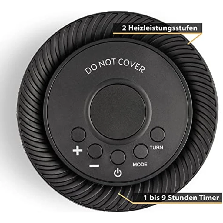 TZS First Austria Heizlüfter energiesparend | Kleiner & leiser Heizstrahler mit Keramik Heizelement | Oszillation, Elektroheizung 600-1200 Watt, Timer, Thermostat, Umkippschutz, schwarz – Bild 5