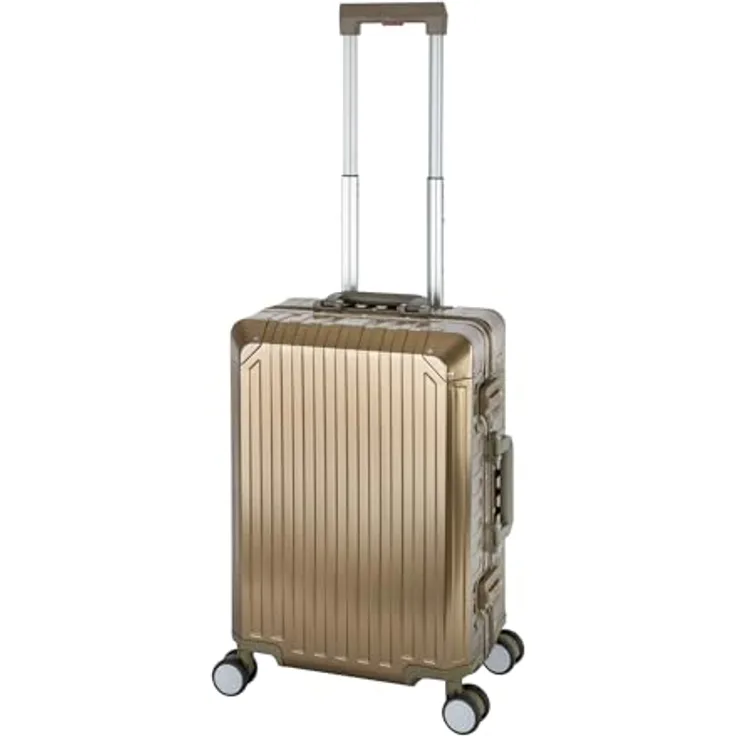 Travelhouse Tokyo Alu Reisekoffer Champagner 55 x 36 x 23 cm, Leichtgewicht, 2X TSA Zahlenschloss, 41,5L