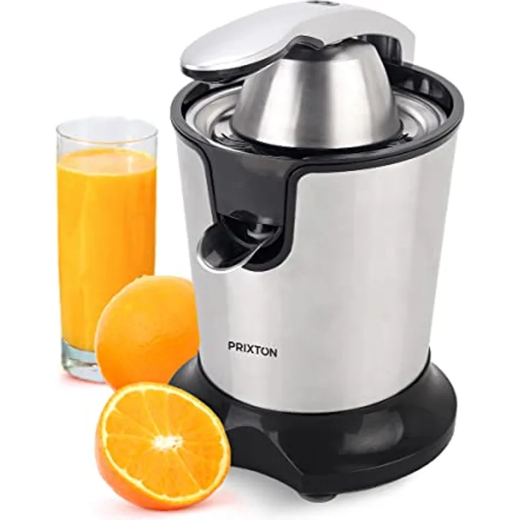 PRIXTON - Zitruspresse Juicer BIO - Leistung 300W - Fassungsvermögen 270ml - 2 Zapfen enthalten - Rostfreier Stahl