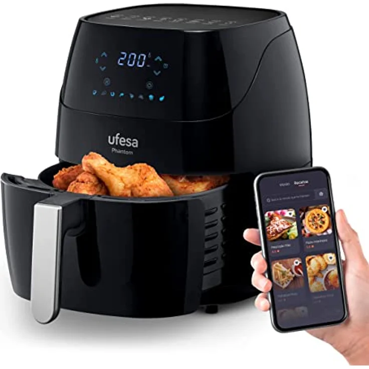 Ufesa Smart WLAN Heißluftfritteuse, 5 L XXL mit APP Steuerung und Rezepte, Friteuse Heissluft Fritteusen ohne Öl,Airfryer mit Digitalem LED-Touchscreen,Vorheizen&Warmhalten,1500W, AF5000 Luftfritteuse – Bild 1