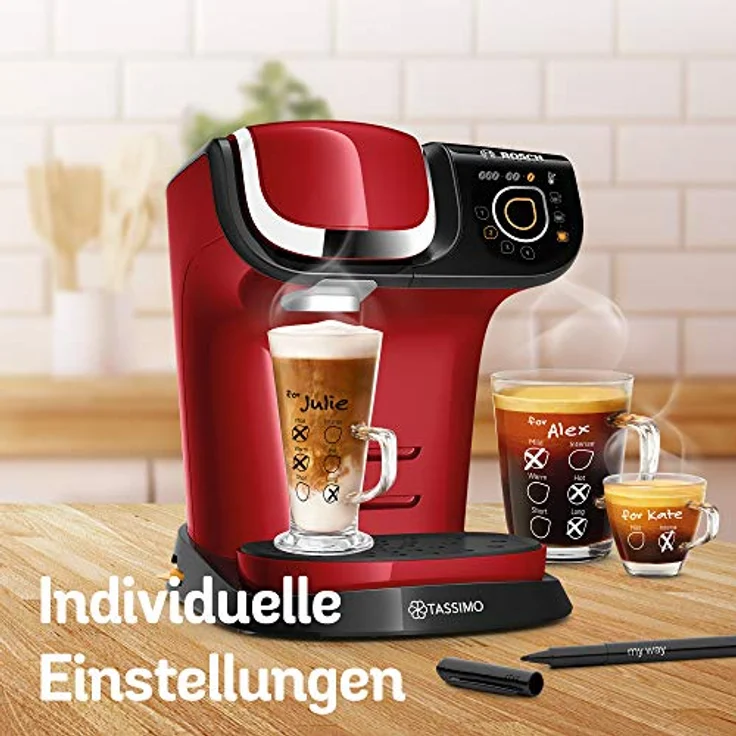 Bosch Hausgeräte TAS6503 Tassimo My Way 2 Kapselmaschine, über 70 Getränke, Personalisierung, vollautomatisch, BRITA Wasserfilter, 1500 W, rot – Bild 6