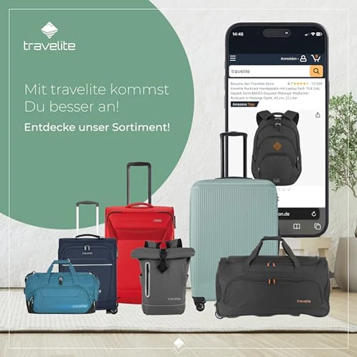 travelite Daypack BASICS Plane RV, Freizeitrucksack mit Laptopfach für Geräte bis 14", wasserabweisend, Sicherheitsfach, in trendigen Farben erhältlich – Bild 7