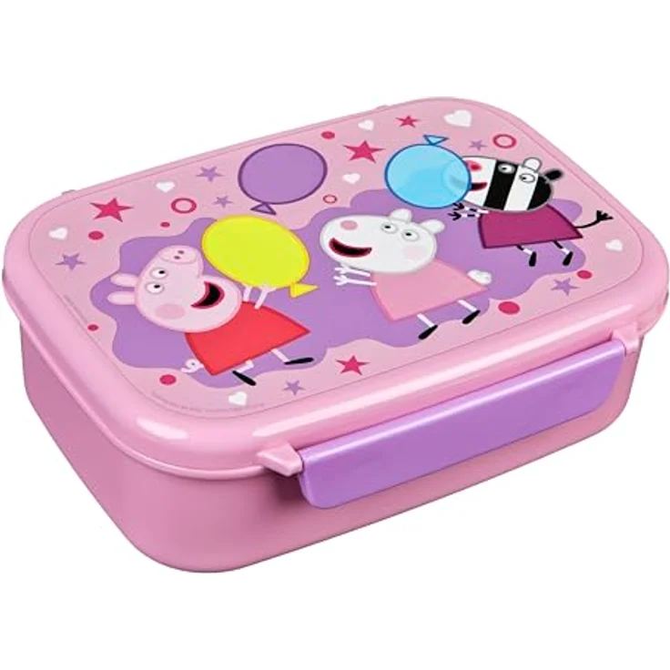 Peppa Pig Lunchbox Rosa, Brotdose 18 x 14 x 6 cm für Schule und Freizeit, leicht und kompakt – Bild 1