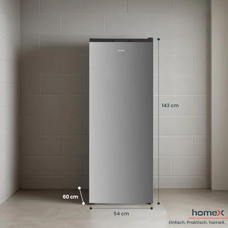 homeX FSN1611E-S Gefrierschrank No Frost, 161L Nutzinhalt, 4-Sterne Gefrierleistung, Super-Frost-Funktion, silber – Bild 6