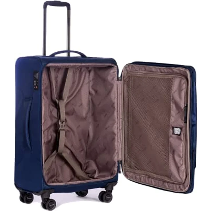Stratic Mix Koffer Weichschale Reisekoffer Trolley Rollkoffer mittelgroß, TSA Kofferschloss, 4 Rollen, Erweiterbar, Größe M, Blau – Bild 5
