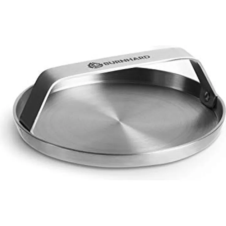 BURNHARD Edelstahl Burger Smasher, 14 cm, Grillpresse, Hamburgerpresse, Spülmaschinenfest