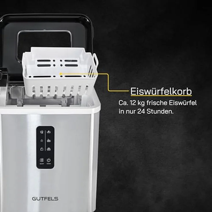 GUTFELS Eiswürfelbereiter ICE MAKER 4015 | Display | 12 kg in 24 h | 2 Eiswürfelgrößen | 1,2 kg Fassungsvermögen | 120 W | Eiswürfelschaufel – Bild 3