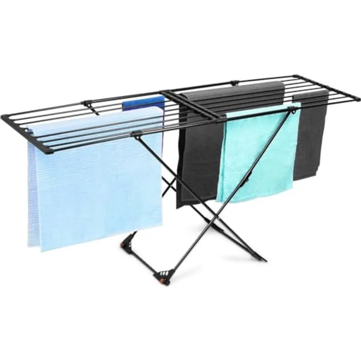 Vilde Wäscheständer Standtrockner | Ausziehbar Schwarz XXL 110-189 cm | Metall Drying Rack – Bild 2