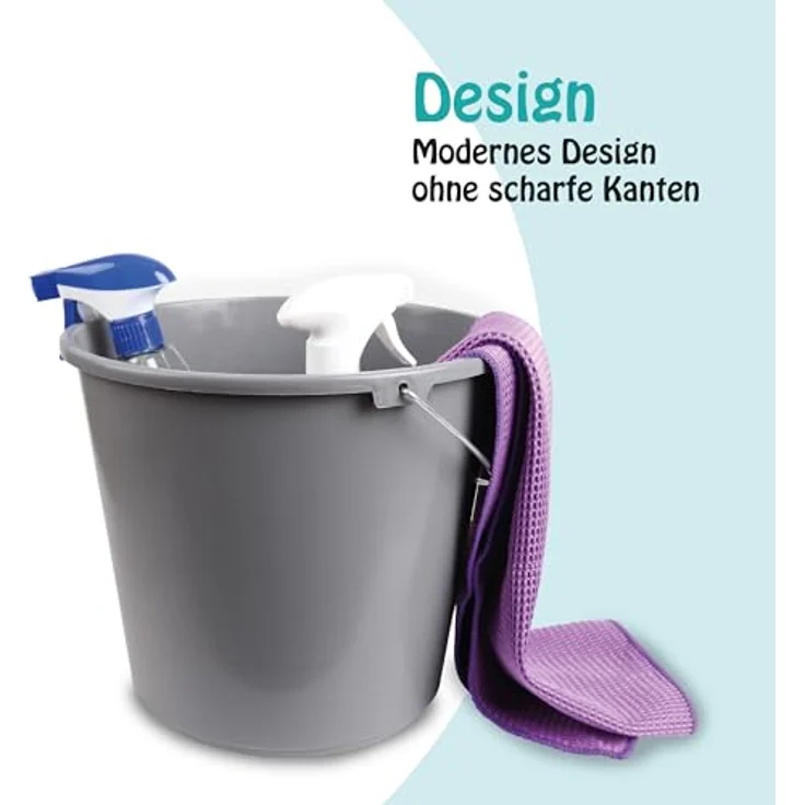 ProHome Putzeimer Kunststoff mit Metallbügel, 10 Liter, BPA-frei, stapelbar, in Blau oder Anthrazit, Made in EU – Bild 3