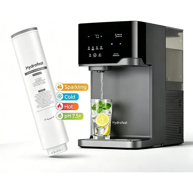 Hydrofast C300 RO Wasserfilter mit Sprudelfunktion, inkl. HF04 5-in-1 Ersatzfilter, UV-C, 7°C Kalt- und Heißwasser