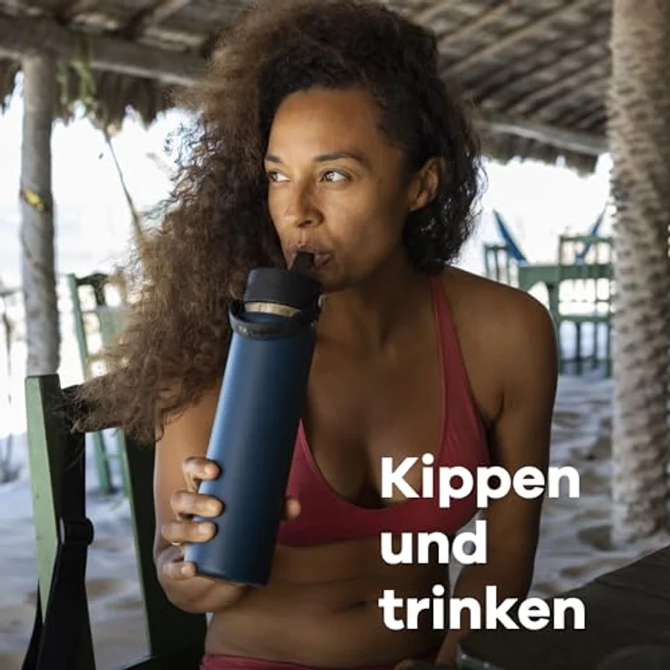 Hydro Flask Trinkflasche Standard Mouth 710 ml mit Wide Flex Straw Cap und TempShield™-Isolierung, hält Getränke bis zu 24 Stunden kalt, schwarz – Bild 5