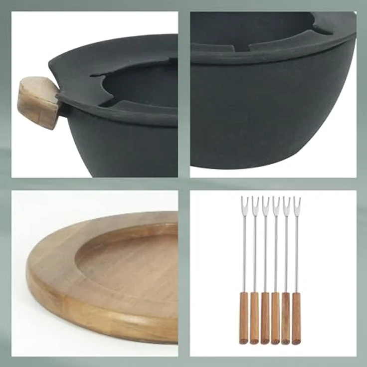 kela Fondue-Set Country Gusseisen schwarz 21,5cm 27cmØ, 27x27x21,5 cm – Bild 7