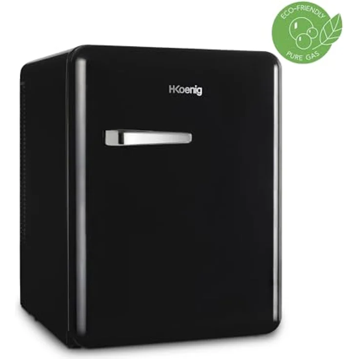 H.Koenig Mini-Bar Vintage 31L TOAD9, Kompakter Mini-Kühlschrank fürs Zimmer, Vintage-Design, einstellbare Temperatur 6°-15°C, 24 dB, Schwarz – Bild 4