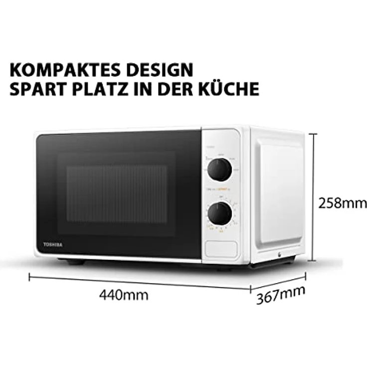 Toshiba MM2-MM20PFWH Mikrowelle, Standgerät, 800 Watt, 20 Liter Garraum, weiß – Bild 2