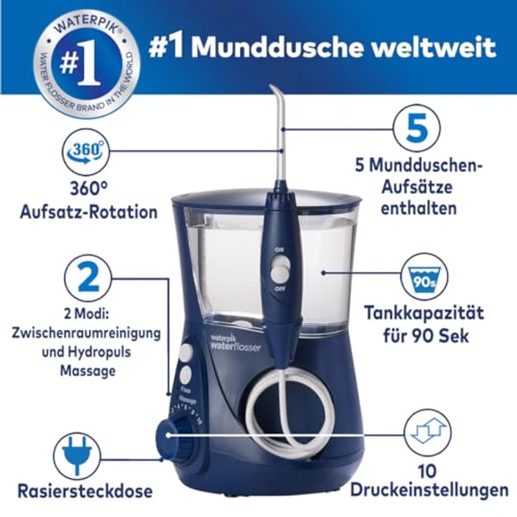 Waterpik WP-663EU Ultra Professional Munddusche, blau – Bild 2