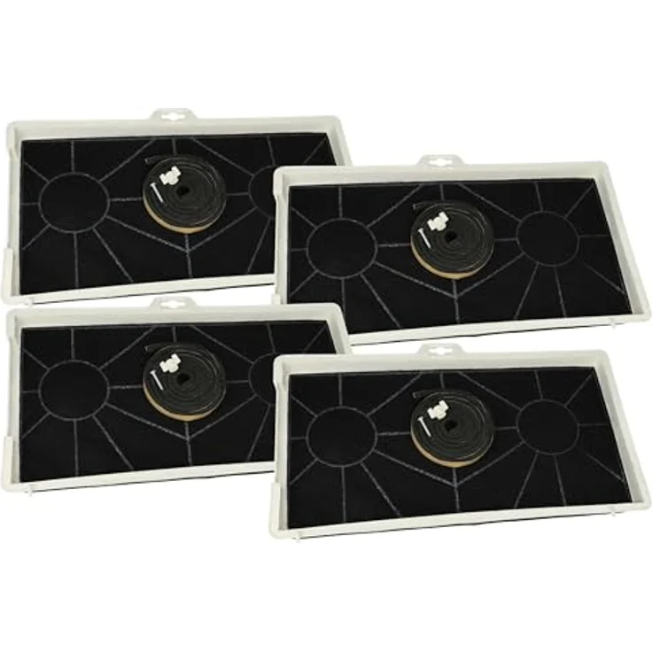 vhbw 4x Aktivkohlefilter kompatibel mit Siemens LB75564/03, LB75564/02, LB75564/01, LB57564/07 Dunstabzugshaube + Befestigungsmaterial, schwarz/weiß – Bild 1
