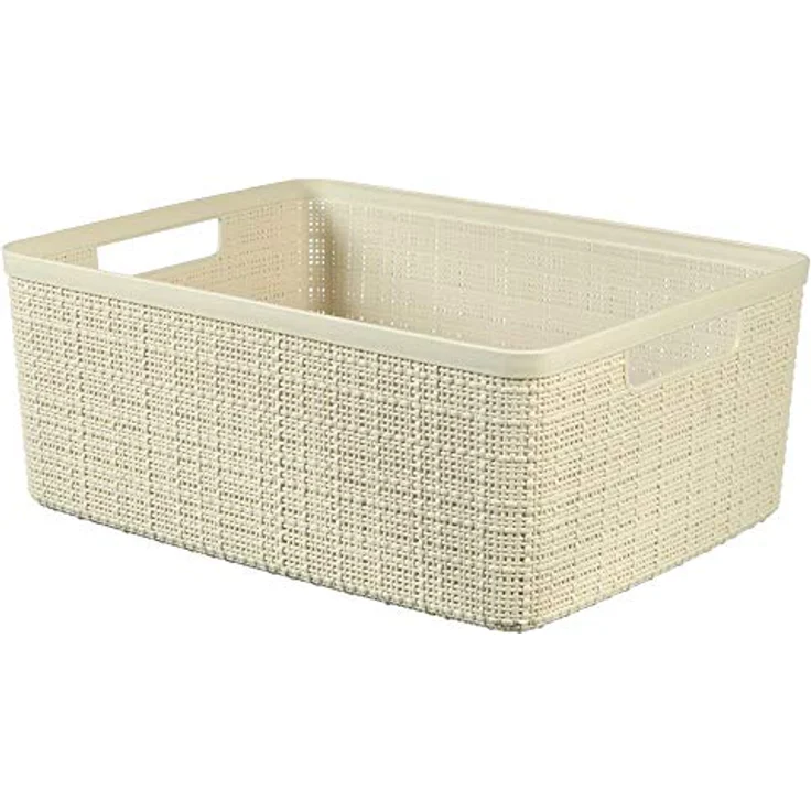 Curver Korb Jute 100% Recycelter Kunststoff, Rechteckig, Weiß-Rot, 12 l für Küchenorganisation – Bild 1
