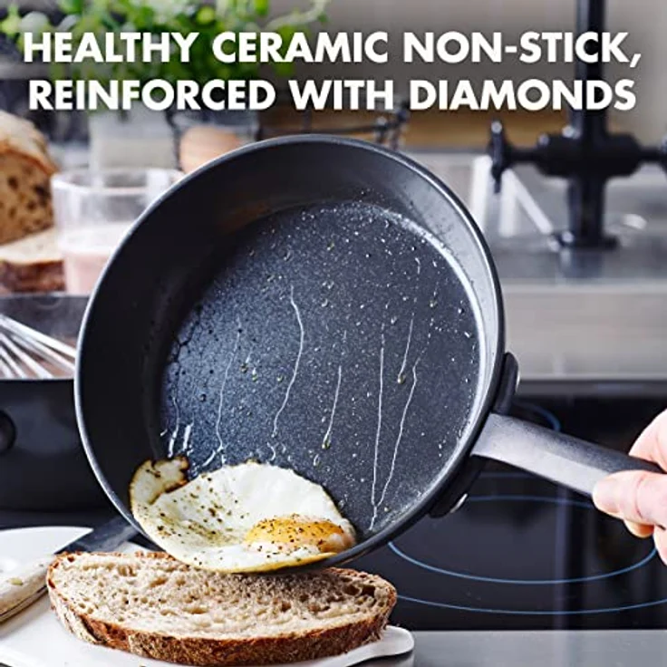 GreenPan Craft Hartanodisierte gesunde keramische Antihaft-Bratpfanne 28 cm, PFAS-frei, induktionsgeeignet, spülmaschinenfest, backofenfest, Schwarz – Bild 2