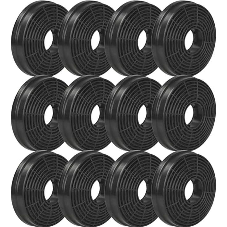vhbw 12x Aktivkohlefilter für PKM Dunstabzugshauben, Durchmesser 10,5 cm, schwarz, verbesserte Umluft und Geruchsreduzierung – Bild 1