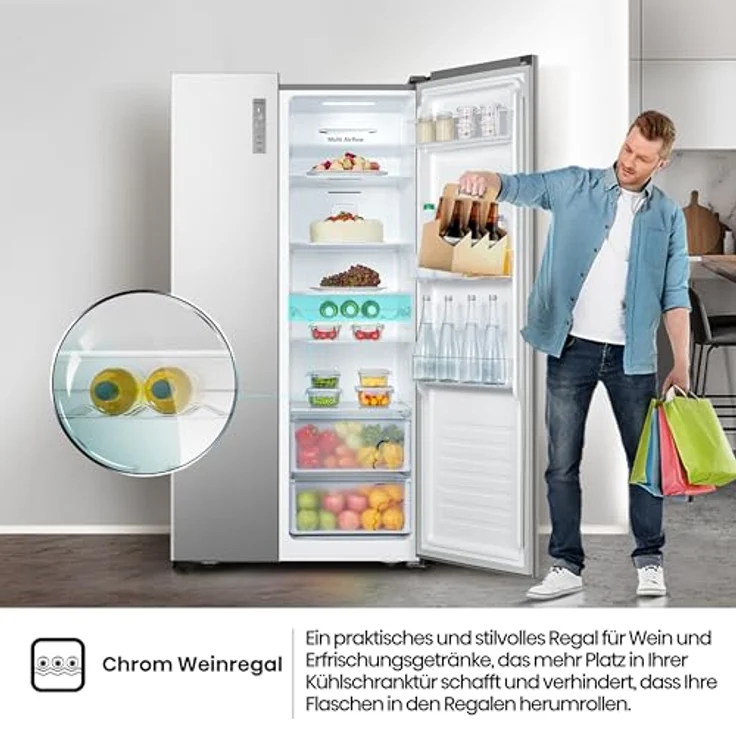 Hisense RS677N4BID Side-by-Side-Kühlschrank, freistehend, edelstahl, Energieklasse D – Bild 7