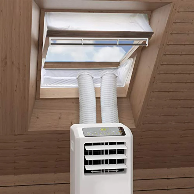 HOOMEE Fensterabdichtung für mobile Klimageräte, Hot Air Stop mit extra starkem Reißverschluss, für Dachfenster bis 470 cm Umfang, 2x230 cm Set, UV-beständig und waschbar – Bild 1