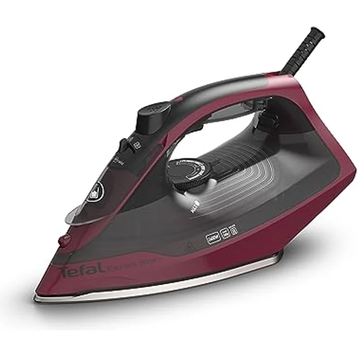 Tefal FV2846 Express Steam Dampfbügeleisen | 2400 W | 40 g/Min. Dampfmengenregulierung | 180 g/Min. Dampfstoß | Antitropf-Funktion gegen Flecken auf der Wäsche | 270 ml Wassertank | Schwarz/Weinrot – Bild 1