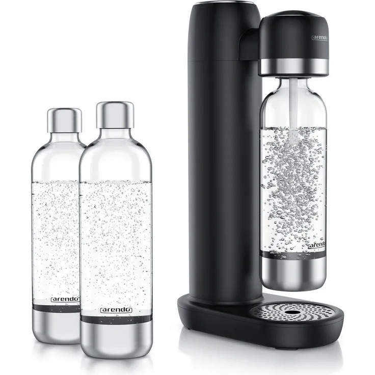 Arendo Wassersprudler Soda Streamer, 4-tlg. Set mit 3x 1000 ml BPA-freien Flaschen, kompatibel mit 60l CO2 Zylindern, individuell dosierbar, kompaktes Design